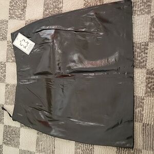 Black leather midi skirt vintage